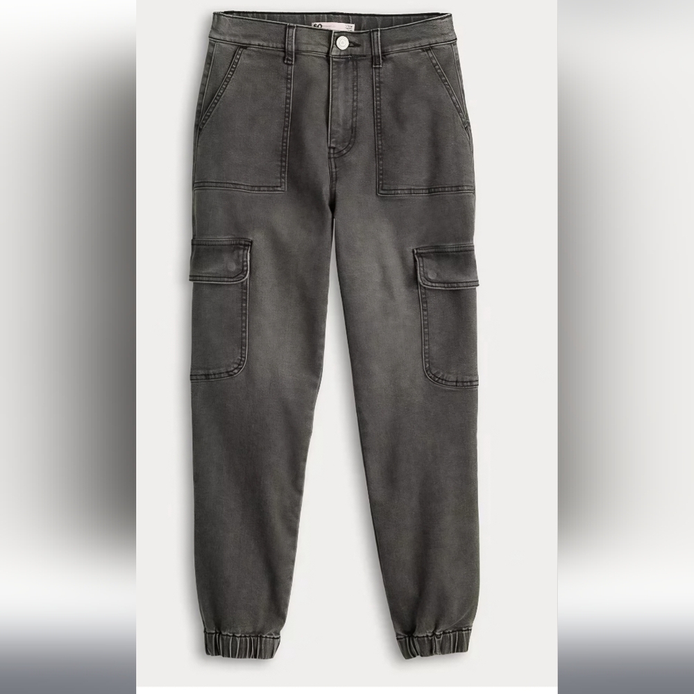 SO Goods For Life Juniors' High Waisted Cargo Denim Jogger, Size XL, #JG32D227RW
